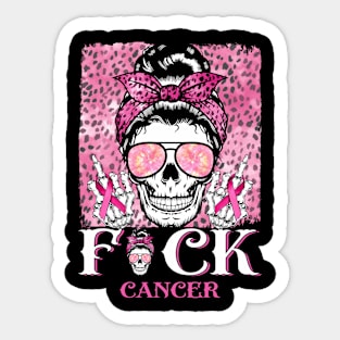 Breast Cancer Skull Fuck Cancer Pink Ribbon Mom Gift For Girl Women Sticker